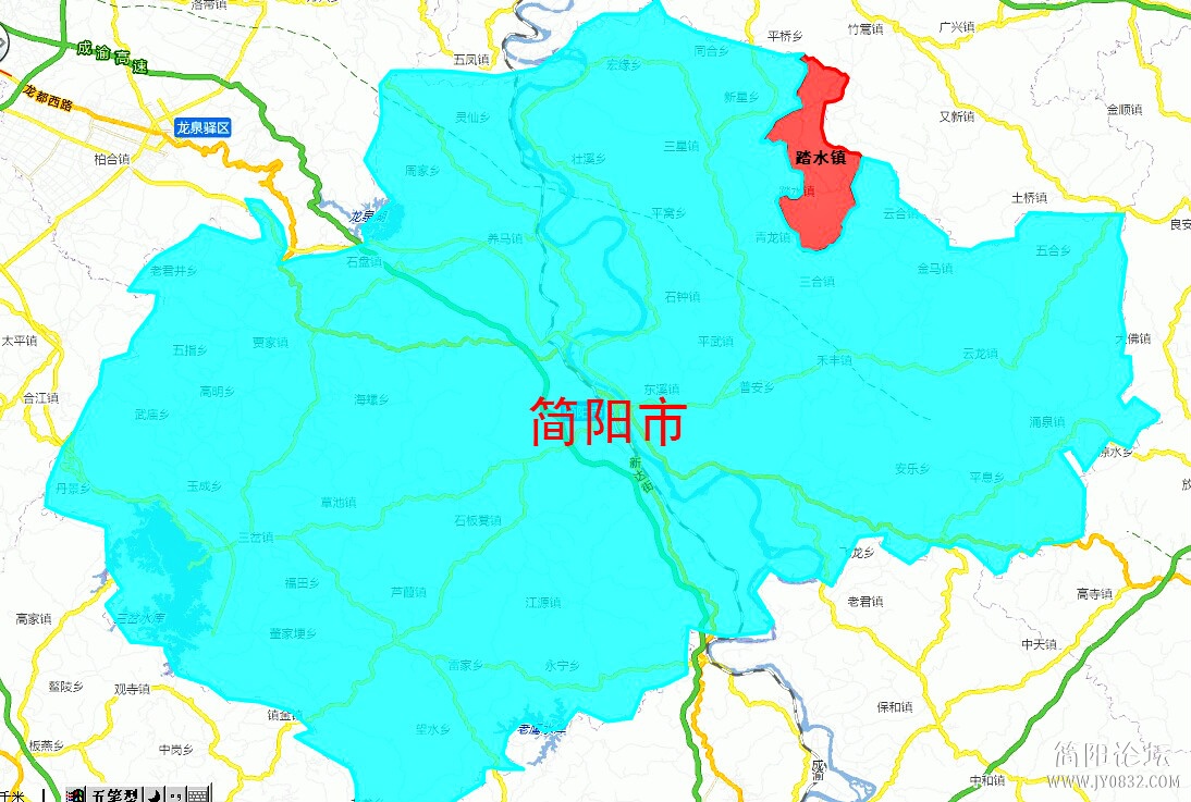 网友杂谈原创天府雄州简阳55个乡镇的地理位子图持续更新