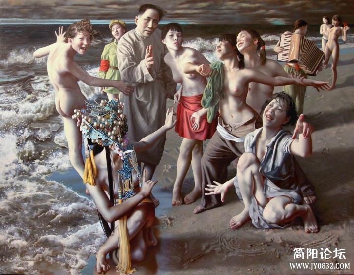 “刘溢很有思想，他的这幅画一定要留心欣赏，我感觉这幅画真是绝了。中间是主角儿，道.jpg