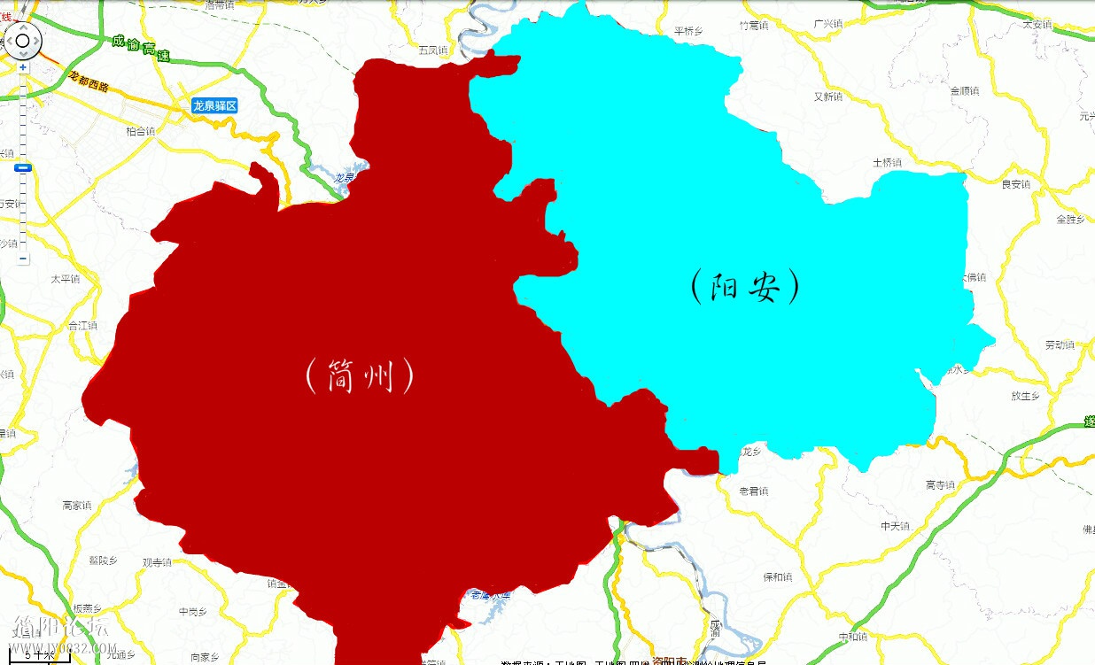 简阳市河东。河西