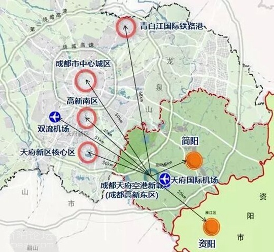   成都天府空港新城区位图