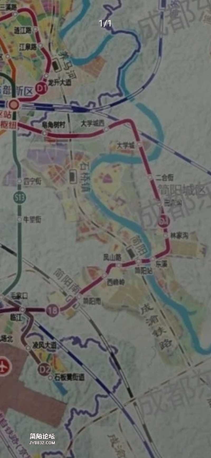 这张地铁规划图有点儿意思简阳城区都是走的无人区