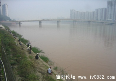 沱江岸边的钓鱼者